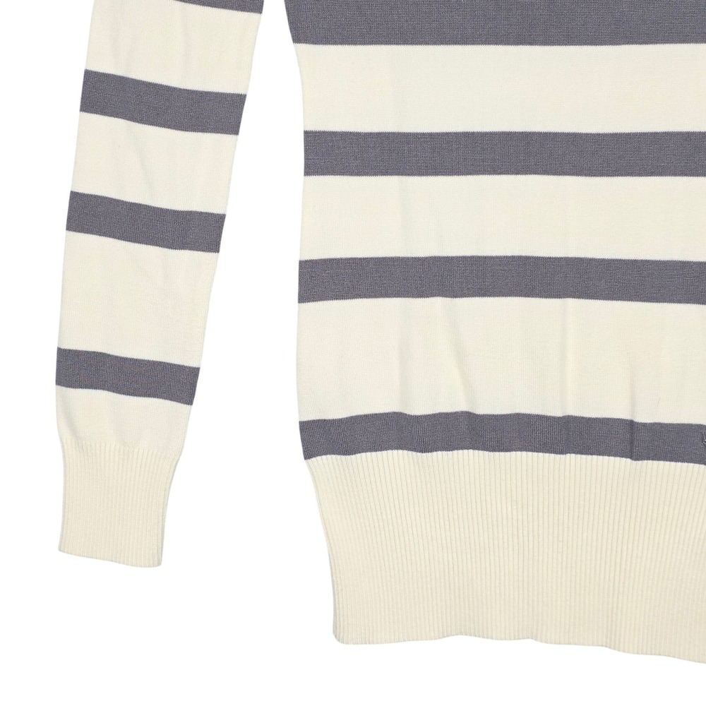 Guess Womens Striped Turtleneck Sweater Cream Gray Size S/P Long Sleeve Knit Top - Picture 7 of 16